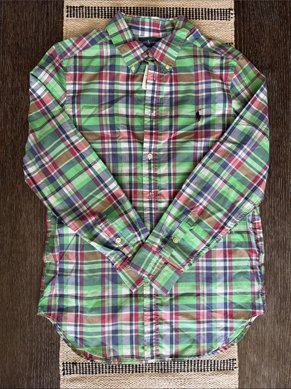 NWT KIDS Ralph Lauren Green Multi-Plaid Button-Down Shirt
